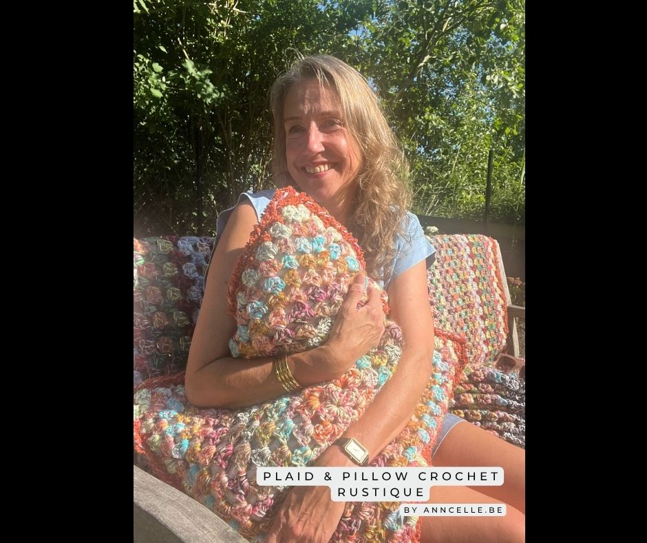 Plaid crochet rustique