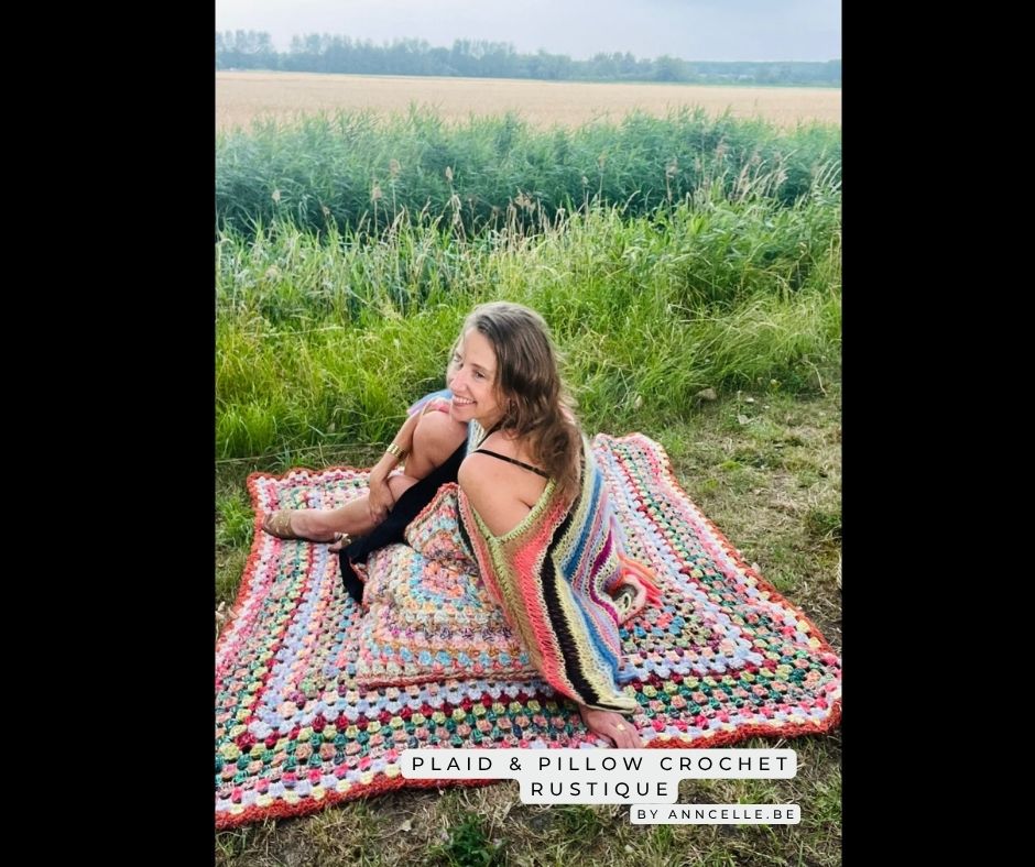 Plaid crochet rustique