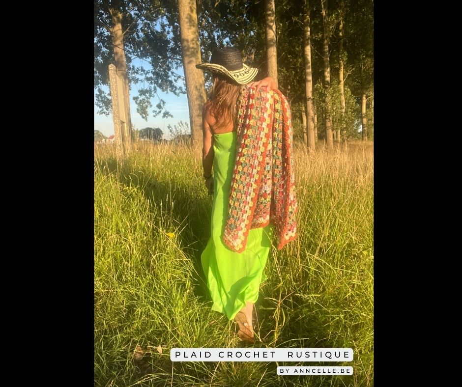 Plaid crochet rustique
